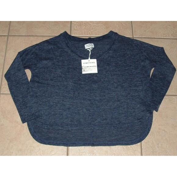 NEW Blue Medium / Large Oversized Roomy Stretchy Lightweight Cropped Sweater - Picture 1 of 2